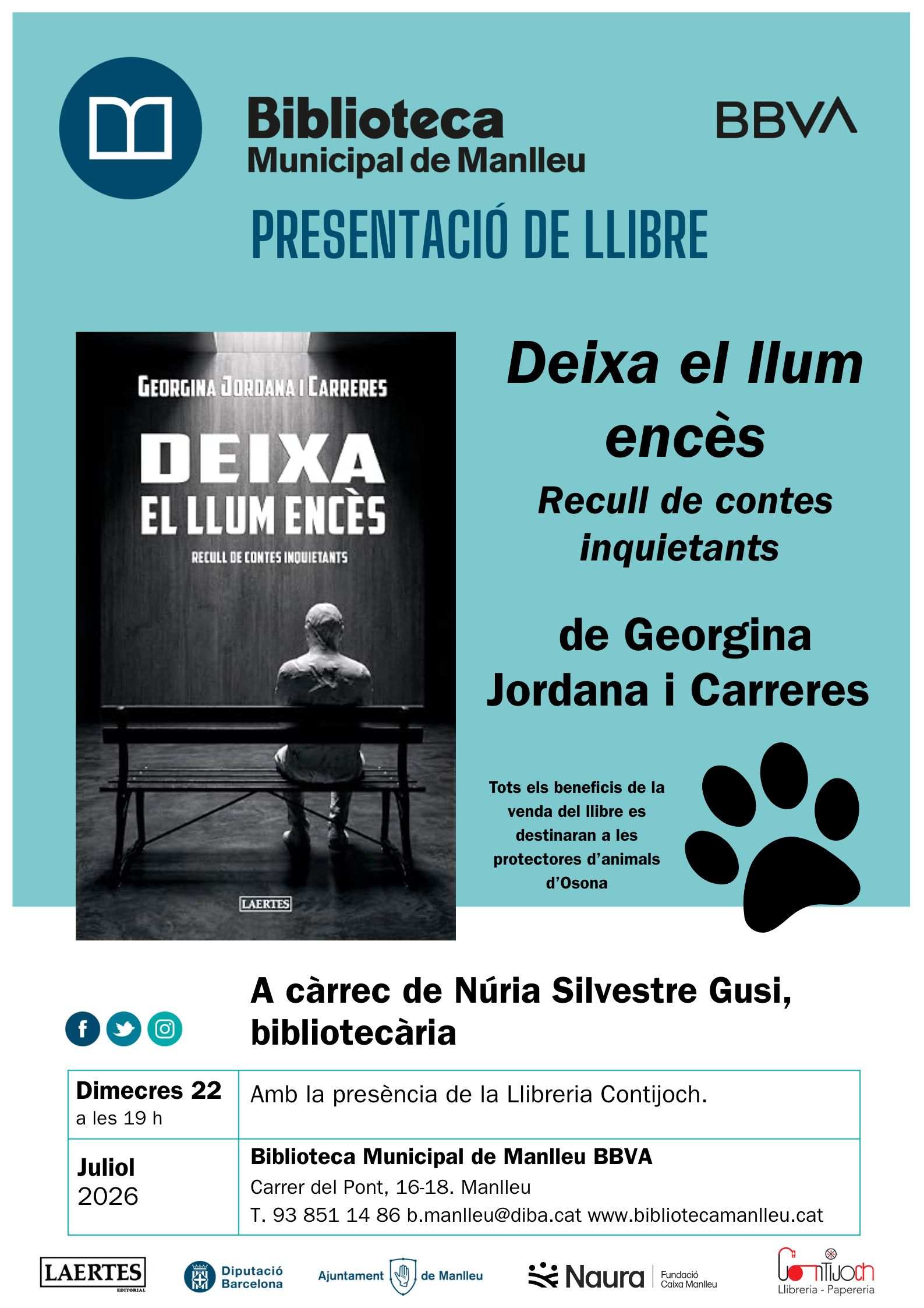 Presentació de llibre: Deixa el llum encès. Recull de contes inquietants a la Biblioteca Presentació de llibre: Deixa el llum encès. Recull de contes inquietants a la Biblioteca