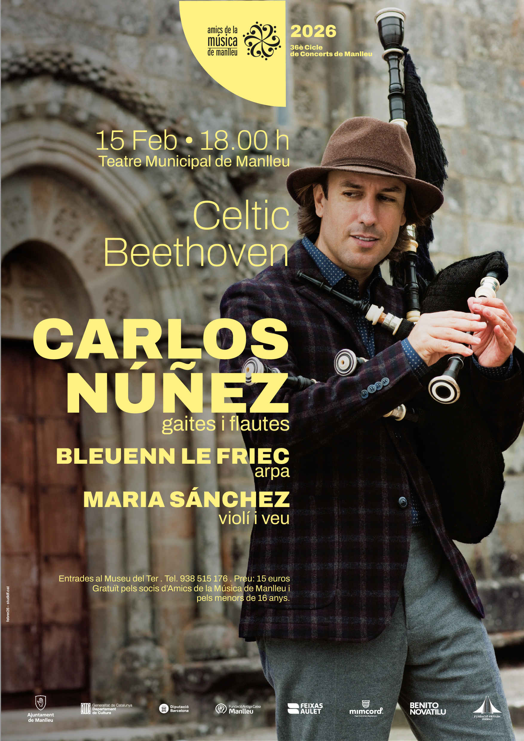 36è Cicle de concerts de Manlleu. Concert inaugural. CARLOS NUÑEZ gaites i flautes