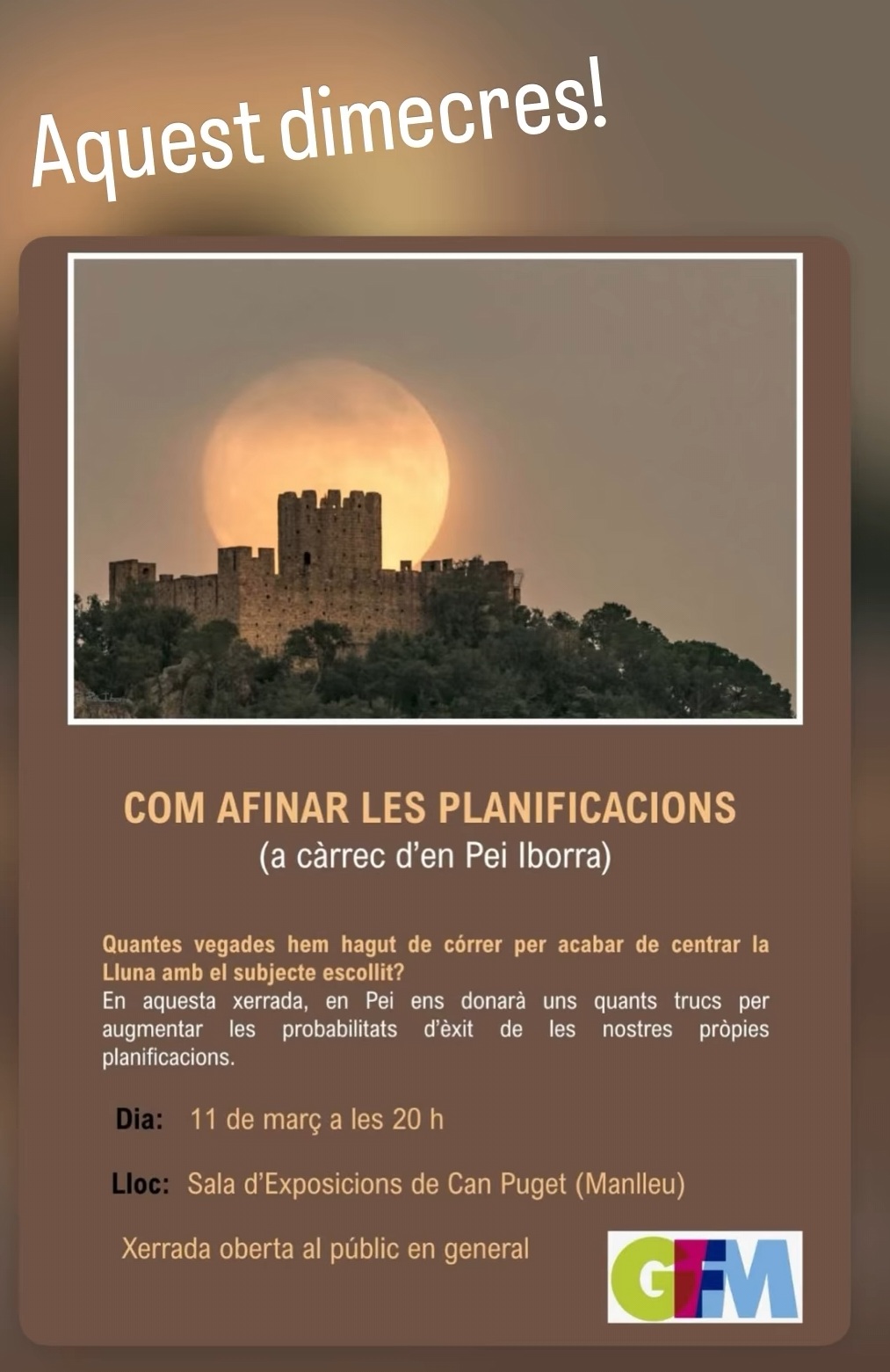 GFM - Conferència fotogràfica: Com afinar les planificacions
