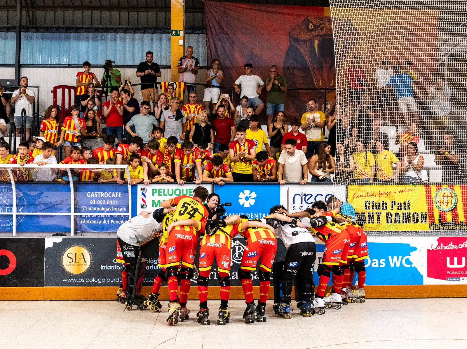 La comunió entre l'afició manlleuenca i els jugadors va ser total en tot el matx